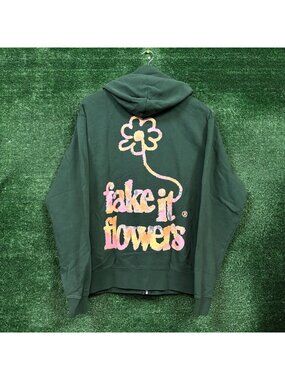 Beabadoobee Fake it Flowers Album Oversized Zip-Up Hoodie Size Medium